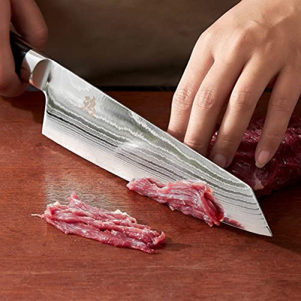 모하비 야외 8 인치 다마스커스 요리사 칼 일본 T-CO 69 레이어 다마스커스 강철 블레이드 주방 요리 Kiritsuke Knives Raven Series RE0801T