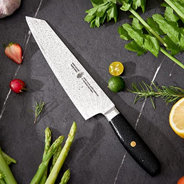 모하비 야외 8 인치 다마스커스 요리사 칼 일본 T-CO 69 레이어 다마스커스 강철 블레이드 주방 요리 Kiritsuke Knives Raven Series RE0801T