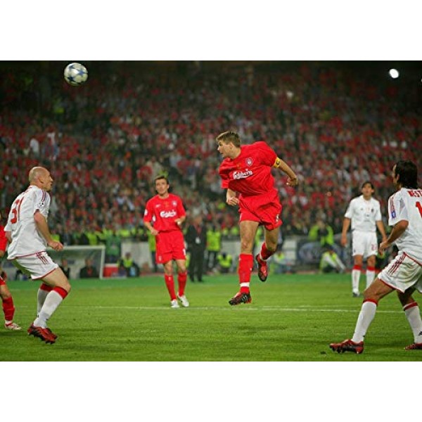 서명된 흑인 축구 스티븐 제라드 챔피언스 리그 우승자 리버풀 FC 사인 사진 사진 액자 A4 12x8 축구 선물