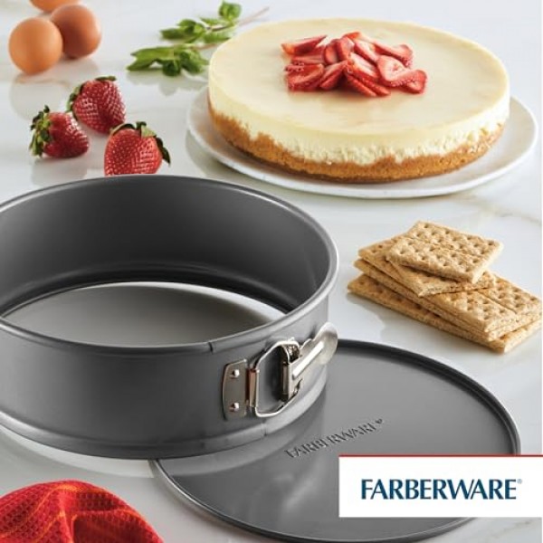 Farberware Bakeware Springform 베이킹 팬, 원형 논스틱 치즈케이크 팬 - 9인치, 회색