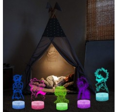 My Hero Academia 3D 야간 조명 어린이, 5 in 1 패턴 세트 및 원격 제어로 16 색상 변경 Himiko Toga 침대 옆 램프, 일본 애니메이션 생일 크리스마스 어린이를위한 애니메이션 선