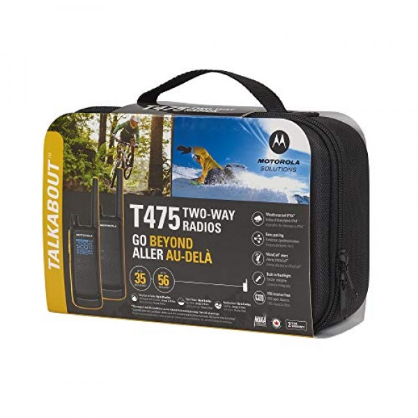 모토로라솔루션즈 Talkabout T475 익스트림 양방향 무전기 블랙 및 노란색 충전식 2팩