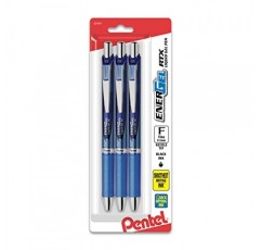 Pentel® EnerGel® 디럭스 RTX 접이식 펜, 니들 포인트, 0.5mm, 다양한 배럴, 파란색 잉크, 3개 팩