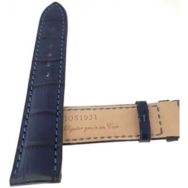 Rios Louisiana 악어 송아지 시계 스트랩 19mm 파란색 Made in Germany