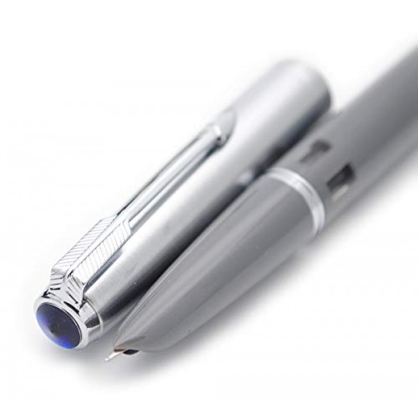 czxwyst 2019 새 버전 601 스틸 캡 Vacumatic Double Bead 만년필 (잉크 창이있는 전함 그레이)