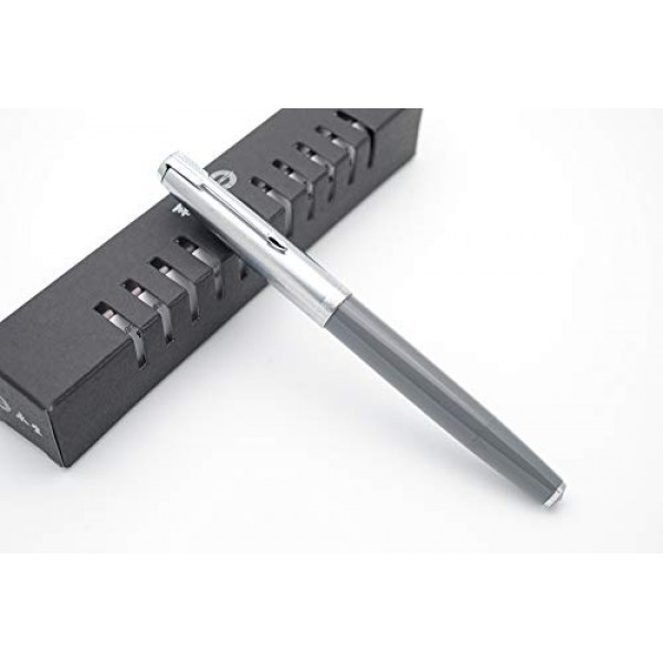 czxwyst 2019 새 버전 601 스틸 캡 Vacumatic Double Bead 만년필 (잉크 창이있는 전함 그레이)