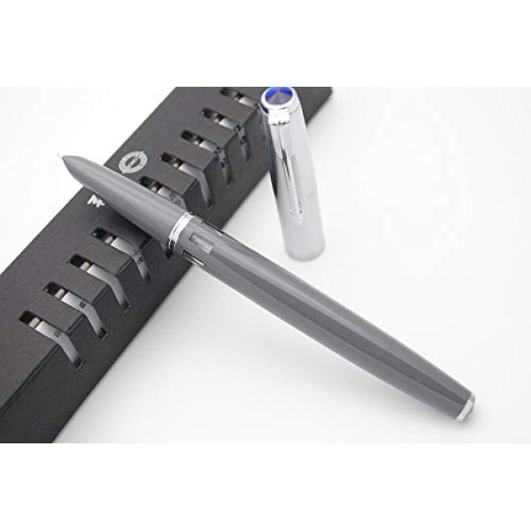 czxwyst 2019 새 버전 601 스틸 캡 Vacumatic Double Bead 만년필 (잉크 창이있는 전함 그레이)