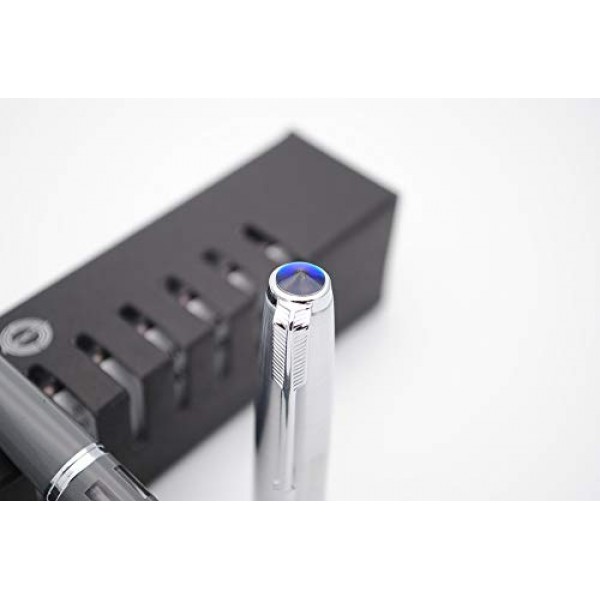 czxwyst 2019 새 버전 601 스틸 캡 Vacumatic Double Bead 만년필 (잉크 창이있는 전함 그레이)