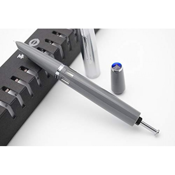 czxwyst 2019 새 버전 601 스틸 캡 Vacumatic Double Bead 만년필 (잉크 창이있는 전함 그레이)