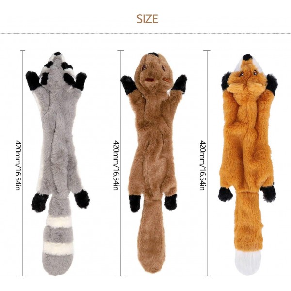YAMI 3 팩 개 삐걱 ​​거리는 씹는 장난감 작은 중형 개를위한 스터핑 개 장난감 봉제 동물 개 장난감 없음