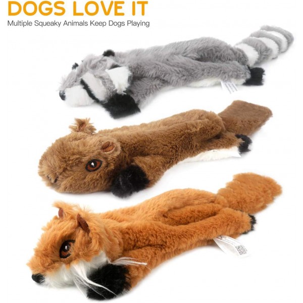 YAMI 3 팩 개 삐걱 ​​거리는 씹는 장난감 작은 중형 개를위한 스터핑 개 장난감 봉제 동물 개 장난감 없음