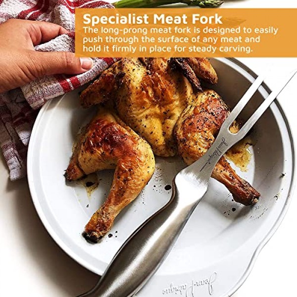 카빙 포크/고기 포크, 6인치, 스테인리스 스틸로 제작, 편안한 인체공학적 손잡이 - Jean Patrique의 초파홀릭