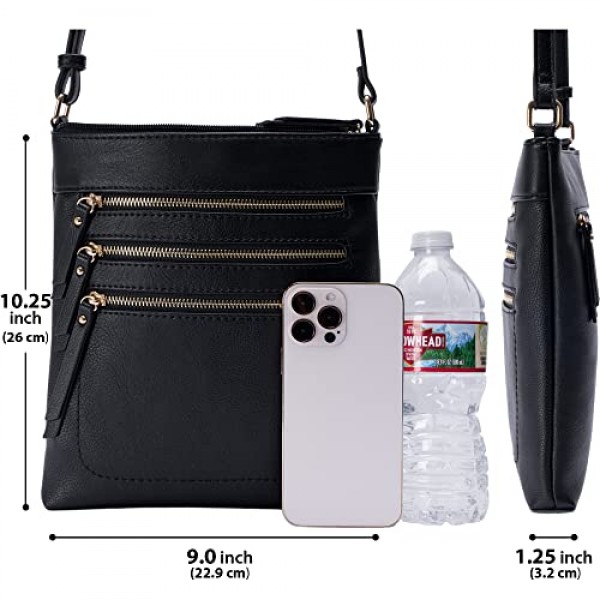 Solene Crossbody Bag 기능성 멀티 포켓 메신저 지갑 조절 가능한 스트랩이 있는 탑 지퍼 클로저 숄더 핸드백