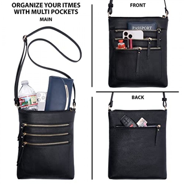 Solene Crossbody Bag 기능성 멀티 포켓 메신저 지갑 조절 가능한 스트랩이 있는 탑 지퍼 클로저 숄더 핸드백