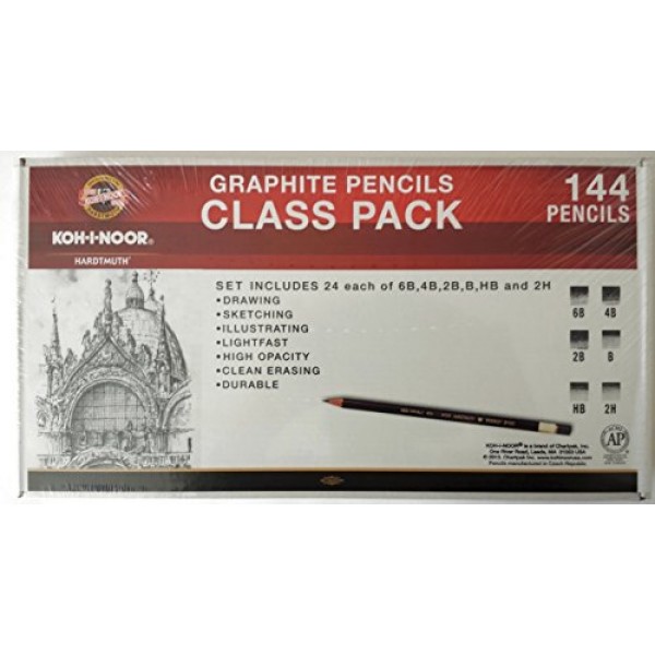 Koh-I-Noor Toison d'Or 흑연 연필 아티스트 세트 클래스 팩, 학위당 12개, 총 144개 연필(FA1502CP)
