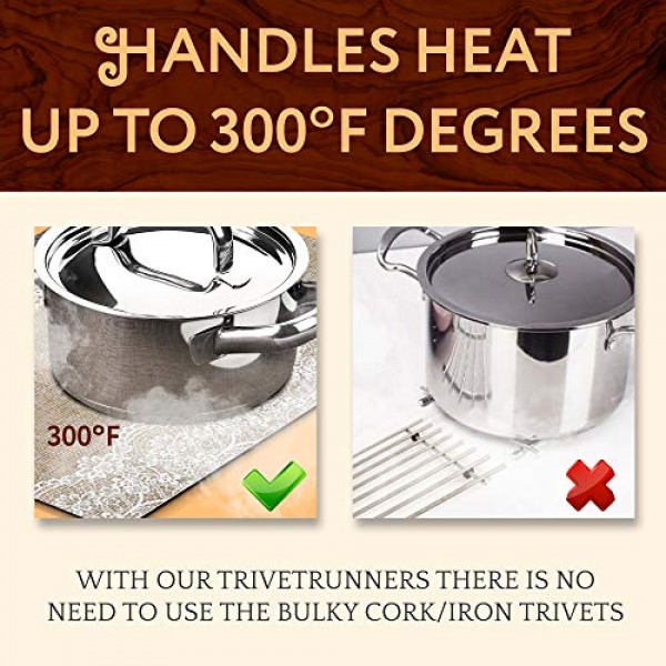 Anna Stay 플레이스매트 6개 세트 - 뜨거운 접시용 모듈형 플레이스 매트 및 삼발이, 확장 가능한 핫 패드, 조리대용 소형 내열 매트, 황마 및 레이스 삼베 세척 가능한 정