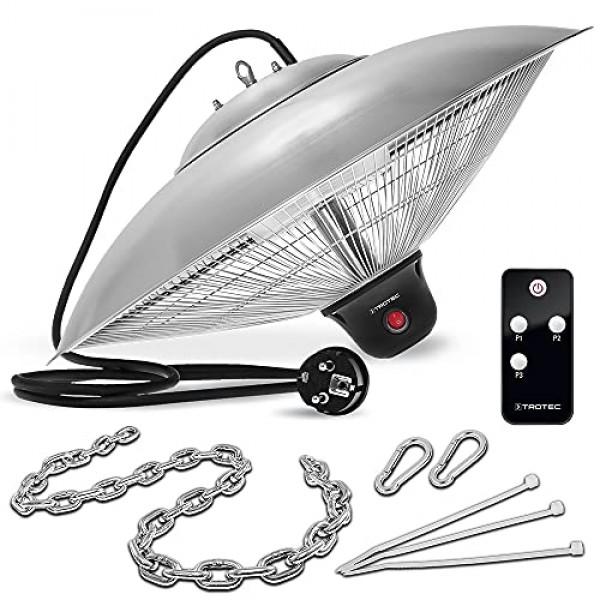 Trotec IR 2000 SC Designer 천장 히터 산업 디자인 3개 열 설정 원격 제어 2000W