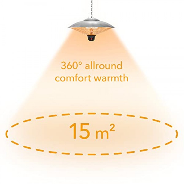 Trotec IR 2000 SC Designer 천장 히터 산업 디자인 3개 열 설정 원격 제어 2000W