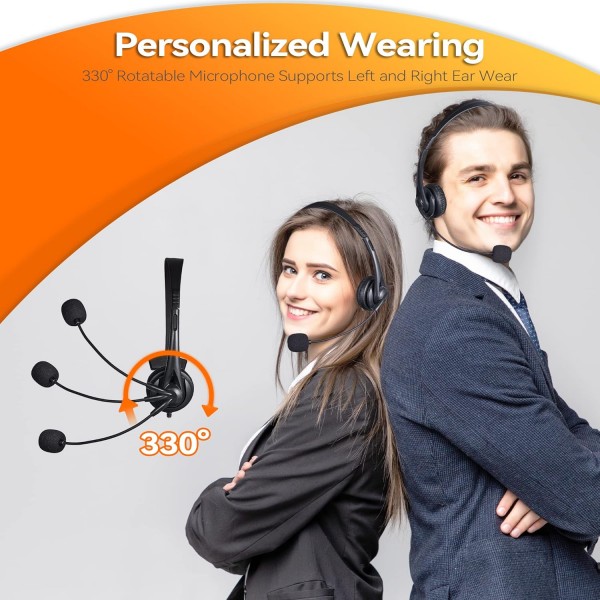 Voistek 휴대폰 헤드셋(마이크 포함) 소음 제거 및 볼륨 조절, iPhone용 PC 헤드폰 3.5mm 잭 Samsung Computer Business Skype 소프트폰 콜 센터 사무실, 클리어 채팅, 울트라 컴포트 블