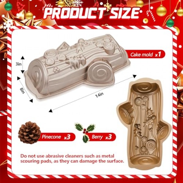 크리스마스 케이크 팬 크리스마스 성탄절 통나무 팬 클래식 Buche De Noel 성탄절 통나무 팬 초콜릿 성탄절 통나무 전통 휴일 케이크 금형 크리스마스 테마 파티를위한 