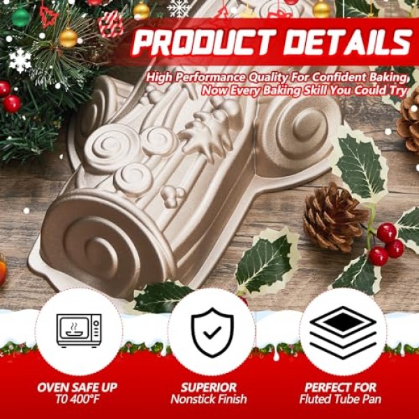 크리스마스 케이크 팬 크리스마스 성탄절 통나무 팬 클래식 Buche De Noel 성탄절 통나무 팬 초콜릿 성탄절 통나무 전통 휴일 케이크 금형 크리스마스 테마 파티를위한 