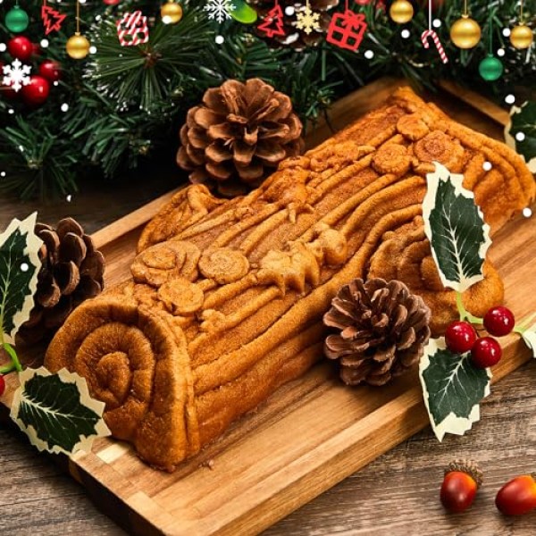 크리스마스 케이크 팬 크리스마스 성탄절 통나무 팬 클래식 Buche De Noel 성탄절 통나무 팬 초콜릿 성탄절 통나무 전통 휴일 케이크 금형 크리스마스 테마 파티를위한 