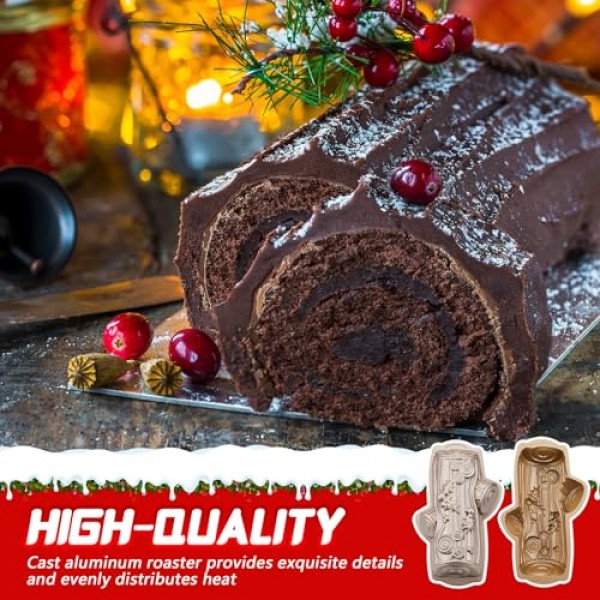 크리스마스 케이크 팬 크리스마스 성탄절 통나무 팬 클래식 Buche De Noel 성탄절 통나무 팬 초콜릿 성탄절 통나무 전통 휴일 케이크 금형 크리스마스 테마 파티를위한 