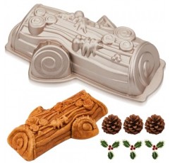 크리스마스 케이크 팬 크리스마스 성탄절 통나무 팬 클래식 Buche De Noel 성탄절 통나무 팬 초콜릿 성탄절 통나무 전통 휴일 케이크 금형 크리스마스 테마 파티를위한 