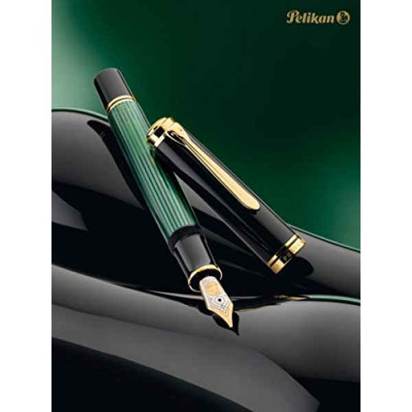 PELIKAN 수베란 브로드 포인트 만년필, 블랙/그린(980037)