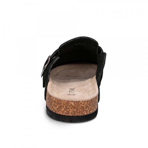 TF STAR 유니섹스 소프트 풋베드 나막신 암소 스웨이드 가죽 나막신, 여성용 코르크 나막신 신발 남성용 탄