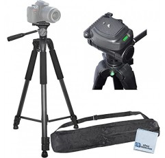 모든 Canon Sony, Nikon, Samsung, Panasonic, Olympus, Kodak, Fuji, 카메라 및 캠코더용 듀얼 버블 레벨 표시기가 있는 72인치 전문가용 3방향 팬 헤드 삼각대 + eCost 극세사 천