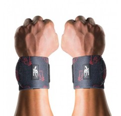 HiRui 손목 랩 18 전문 품질 압축 손목 스트랩 역도 근력 훈련을 위한 운동 손목 받침대 지원, 남성 및 여성용 데드리프트 스트랩(블랙/하트비트(2개 팩))