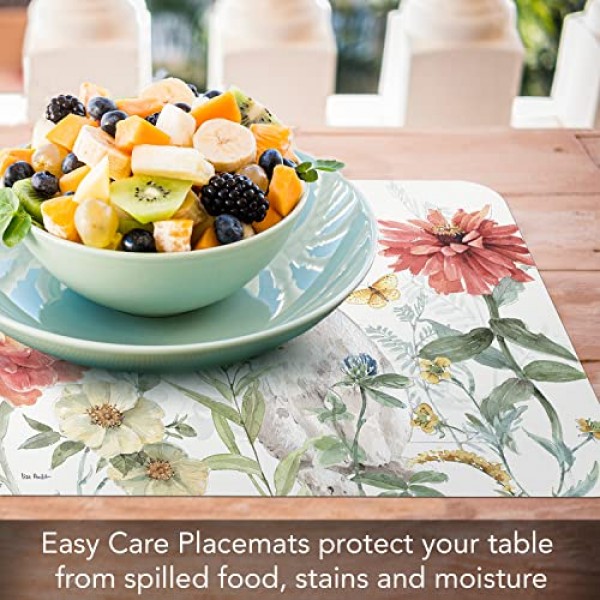CounterArt 스프링 메도우 버니 4팩 양면 사용 가능 간편한 관리 유연한 플라스틱 플레이스매트 미국산 BPA 무함유 쉽게 깨끗하게 닦임