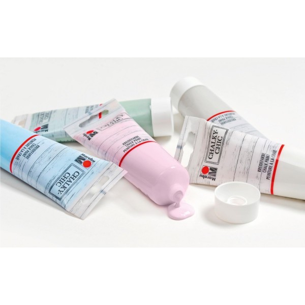 Marabu 0261000000087 - Chalky Chic Set with 5x 100ml 불투명, 무광 초크 페인트, 수성, 도징 캡 - 목재, 금속 및 플라스틱에 롤러, 브러시 및 두드리기, 샌딩 가능한 중고 룩 세트 5가