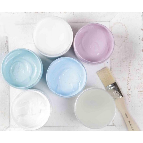 Marabu 0261000000087 - Chalky Chic Set with 5x 100ml 불투명, 무광 초크 페인트, 수성, 도징 캡 - 목재, 금속 및 플라스틱에 롤러, 브러시 및 두드리기, 샌딩 가능한 중고 룩 세트 5가