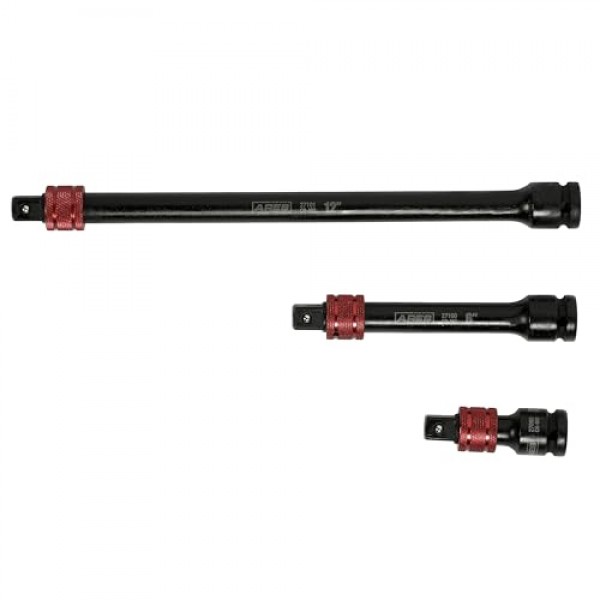 ARES 27098 – 3피스 1/2인치 드라이브 잠금 임팩트 소켓 확장 세트 – 소켓 및 액세서리의 빠른 분리를 위한 알루미늄 잠금 링 칼라 – 3인치, 6인치 및 12인치 확장