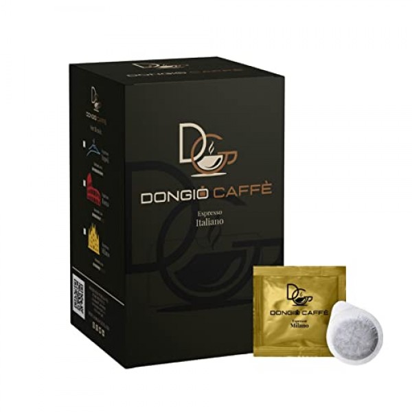 Dongiò Caffè Espresso Milano, ESE 44mm 포드, 이탈리아에서 블렌딩 및 로스팅됨 - 1인분 커피 포드 50개, 중간 라이트 로스트(강도 6/10)