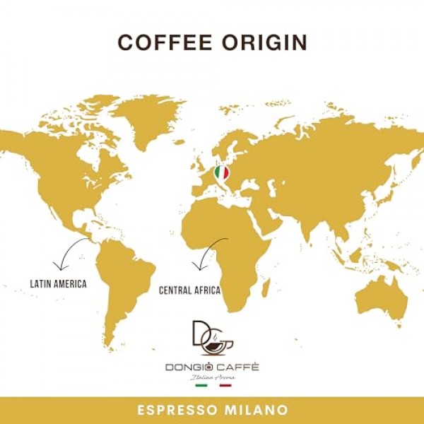 Dongiò Caffè Espresso Milano, ESE 44mm 포드, 이탈리아에서 블렌딩 및 로스팅됨 - 1인분 커피 포드 50개, 중간 라이트 로스트(강도 6/10)