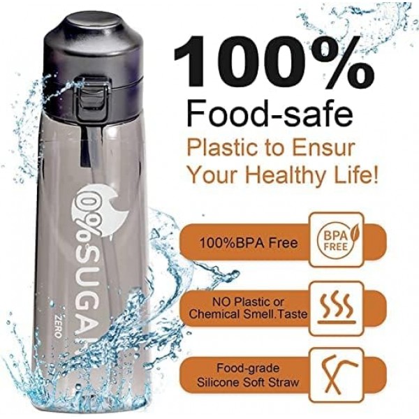 Air Flasch Up, Airs Up Bottle Starter with 7 Air-up Pods, Drinking Bottle 650ML, Water Bottle Bottle Starter Set, Leak-Proof BPA-Free 0 Sugar, Gym for Gym, Running, Outdoor (Black)