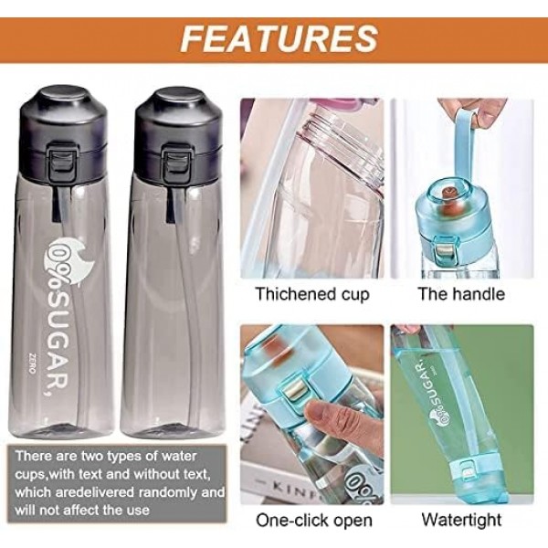 Air Flasch Up, Airs Up Bottle Starter with 7 Air-up Pods, Drinking Bottle 650ML, Water Bottle Bottle Starter Set, Leak-Proof BPA-Free 0 Sugar, Gym for Gym, Running, Outdoor (Black)