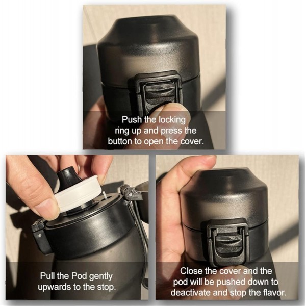 Air Flasch Up, Airs Up Bottle Starter with 7 Air-up Pods, Drinking Bottle 650ML, Water Bottle Bottle Starter Set, Leak-Proof BPA-Free 0 Sugar, Gym for Gym, Running, Outdoor (Black)