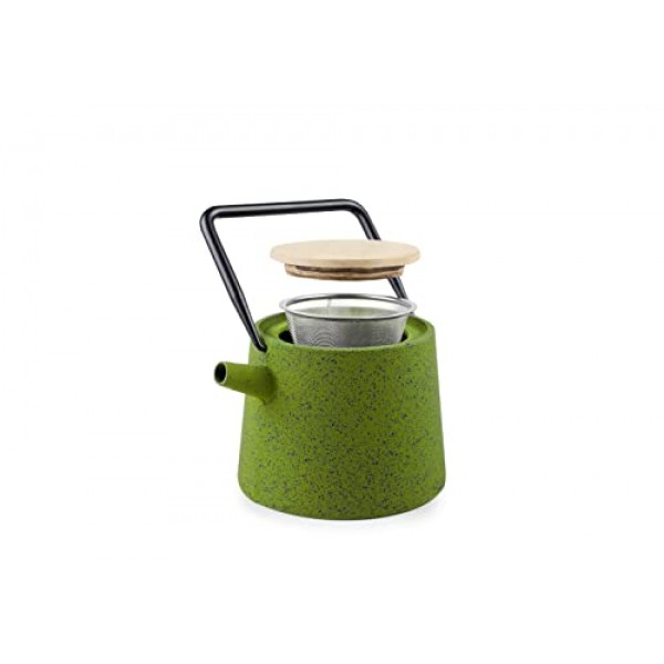 IBILI El Cairo 주철 찻주전자(쿡탑용 스테인리스 스틸 인퓨저 포함), 스페인산, 에나멜 처리된 내부로 안전 코팅됨 - 40온스/1.2리터