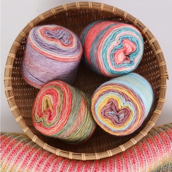 SHIKE Fairyland Gradient Yarn, Bobbel Wool Gradient Rainbow Stripe Yarn for Crochet and Knitting Yarn, 100g/245m per Ball, 모자 스카프 스웨터 담요 손 뜨개질 원사 (66.4 Skein Set) 1166 4 Skein Set