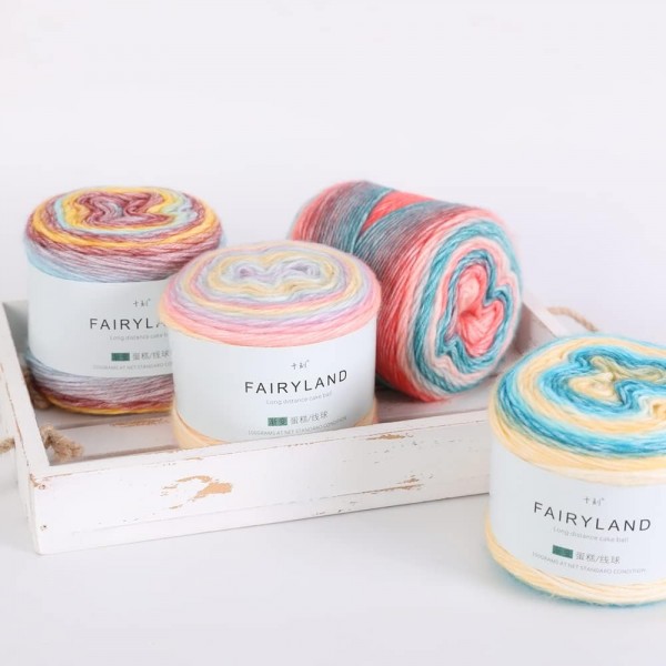SHIKE Fairyland Gradient Yarn, Bobbel Wool Gradient Rainbow Stripe Yarn for Crochet and Knitting Yarn, 100g/245m per Ball, 모자 스카프 스웨터 담요 손 뜨개질 원사 (66.4 Skein Set) 1166 4 Skein Set