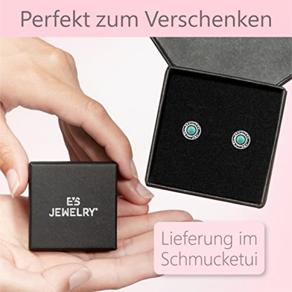 EYS JEWELRY 귀걸이 925 실버 여성용 라운드 스터드 귀걸이 산화 7 mm 빈티지 주얼리 선물용 여성용 주얼리 케이스, 스털링 실버