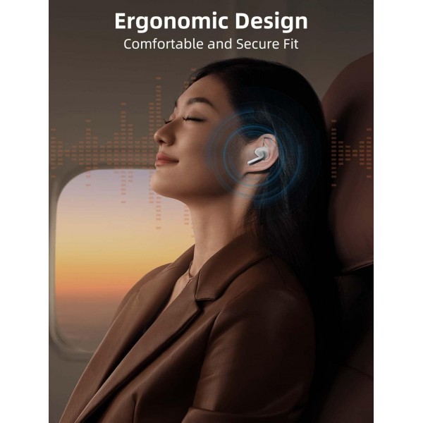 MAS CARNEY M2 True Wireless 이어버드 Bluetooth 5.3 무선 충전 케이스가 있는 헤드폰 터치 컨트롤 헤드폰 인이어 통합 마이크 헤드셋(흰색)