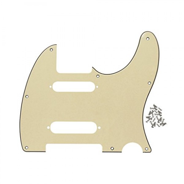 IKN 3Ply 크림 8 홀 기타 Tele Pickguard 플레이트 (나사 포함) Fender Nashville Telecaster Pickguard 교체