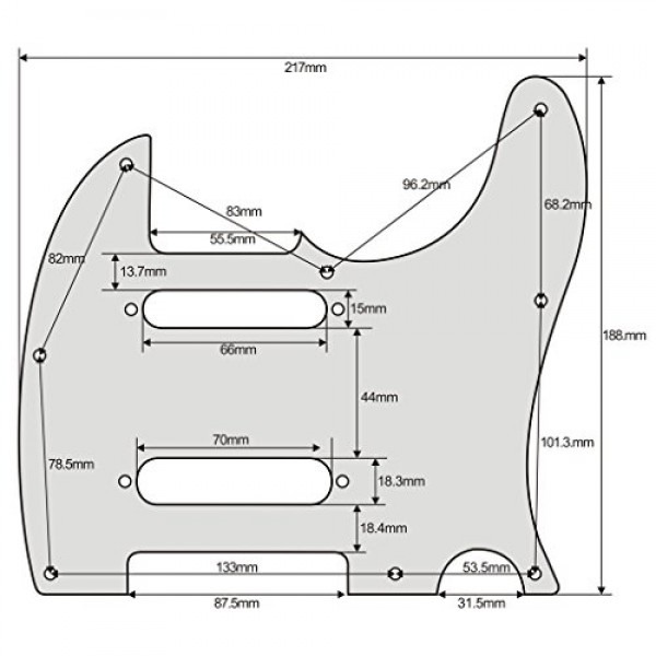 IKN 3Ply 크림 8 홀 기타 Tele Pickguard 플레이트 (나사 포함) Fender Nashville Telecaster Pickguard 교체