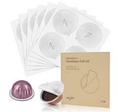 네스프레소 VertuoLine 120개 62mm와 호환되는 커피 포드를 재사용할 수 있는 RECAPS 알루미늄 호일 뚜껑