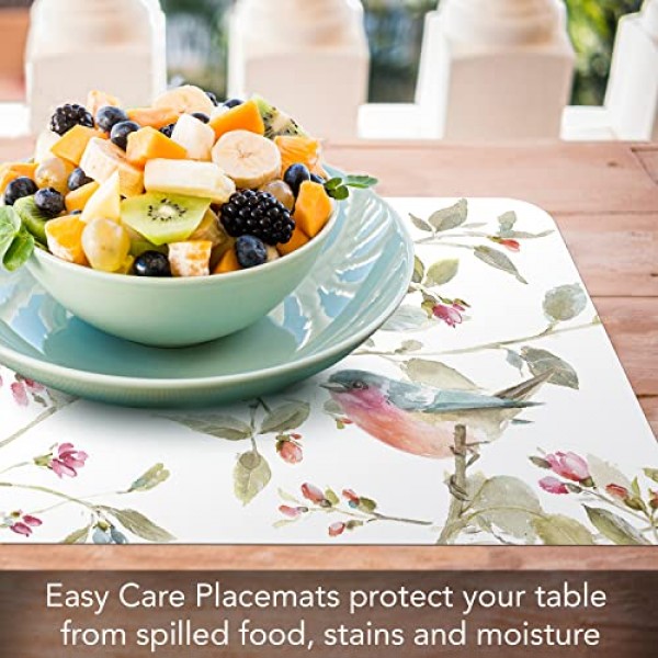 Counterart Beautiful Romance 4팩 양면 사용 가능 간편한 관리 유연한 플라스틱 플레이스매트 미국산 BPA 없음 PVC 없음 쉽게 깨끗하게 닦임